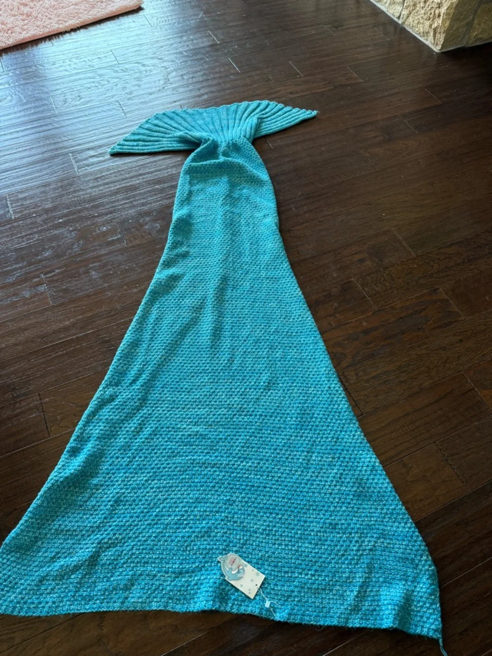 Turquoise Knit Mermaid Tail Blanket